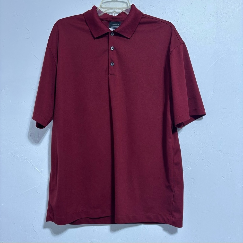 Nike Men's Golf Athletic Polo Short Sleeve Maroon Shirt Large Dri-Fit EMBROIDER